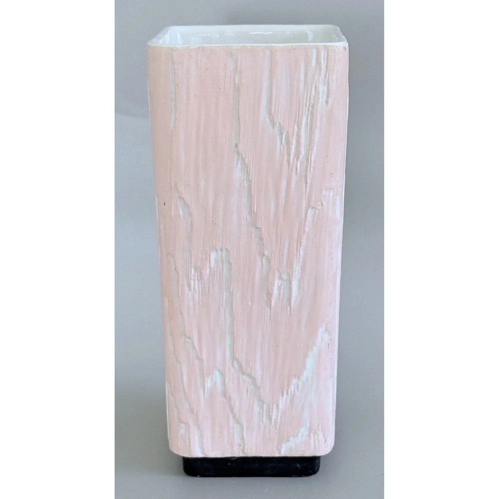 Vintage 1950s-60s Shawnee Pottery Pink Bark MCM Planter Vase 8.25